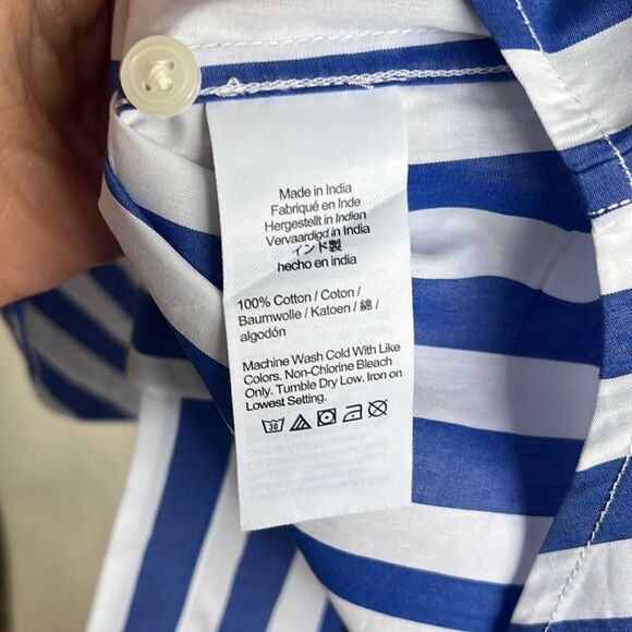 J Crew Garçon classic shirt in stripe cotton poplin Size 6 Blue White - Picture 9 of 9